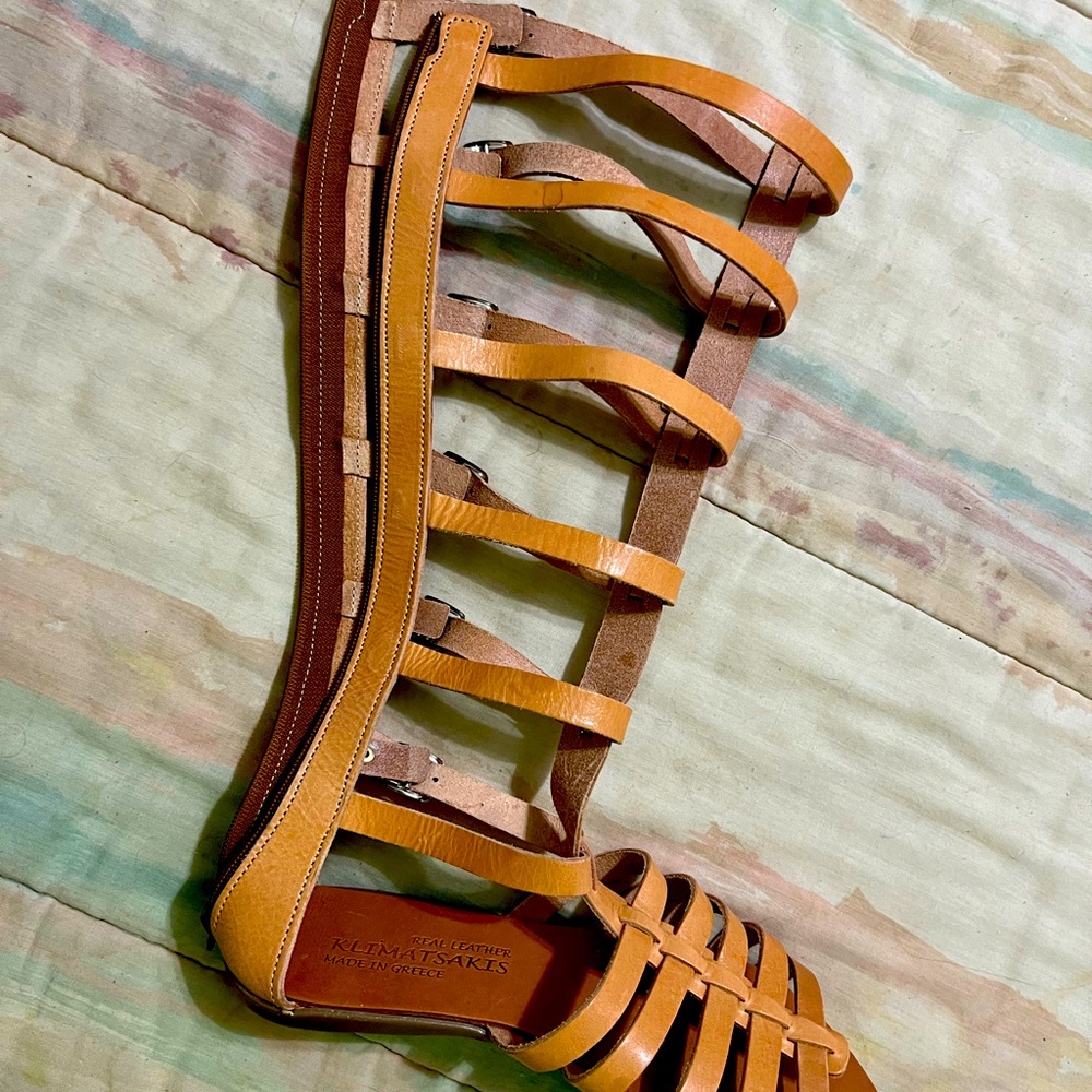 NWOT. Real leather from Greece gladiator sandals.